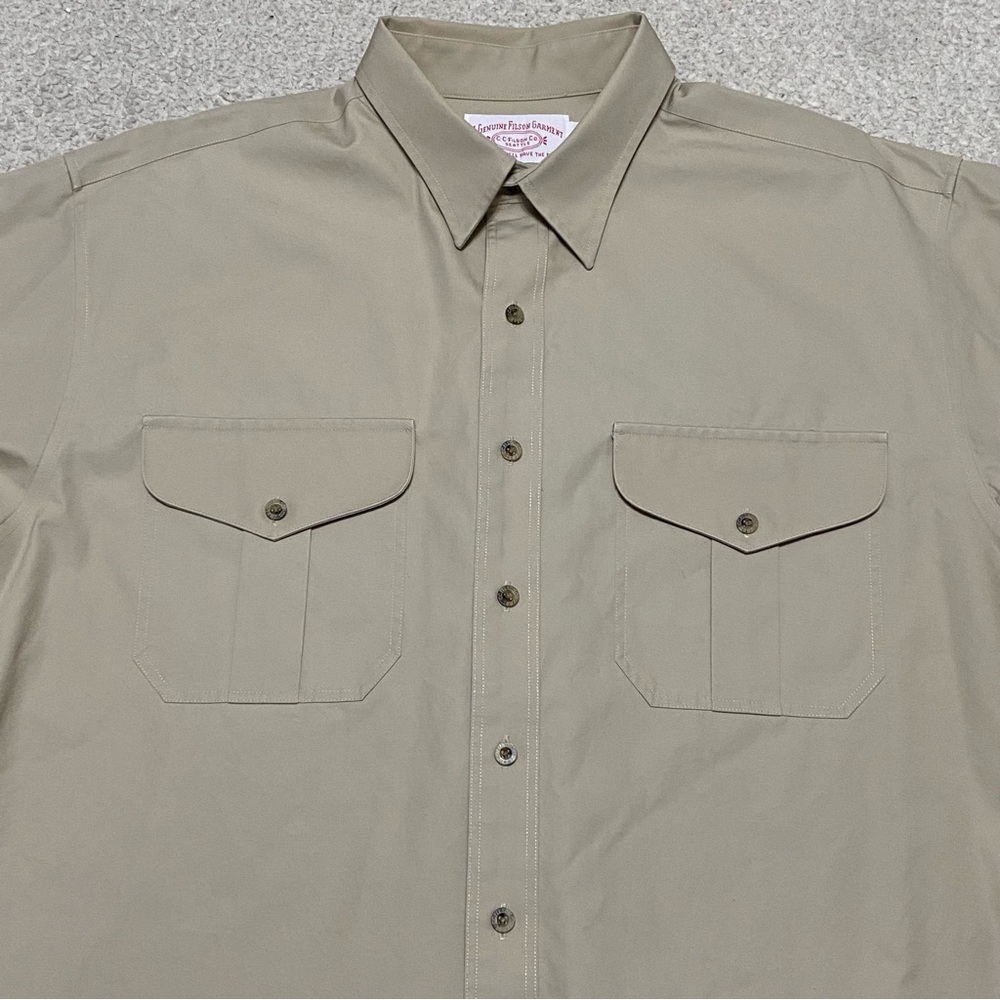 CC Filson 100% Cotton Button Up Long Sleeve Tan Work Shirt Pockets‎ XL